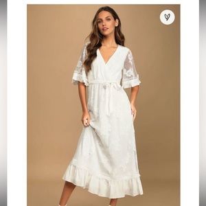 Lulu’s Memorable Moments White Lace Midi Dress Size XL Women’s NWT